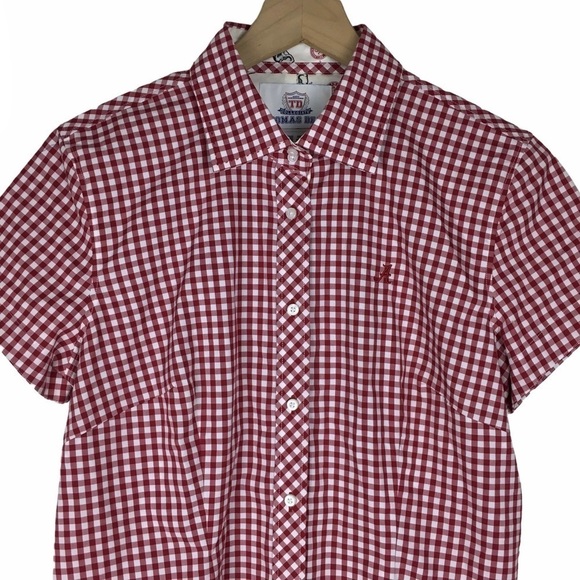 THOMAS DEAN Alabama Collegiate Shirt Button Up Gingham Embroidered Size Large - Picture 3 of 12